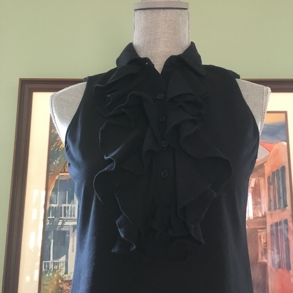 Ralph Lauren medium black top with ruffles